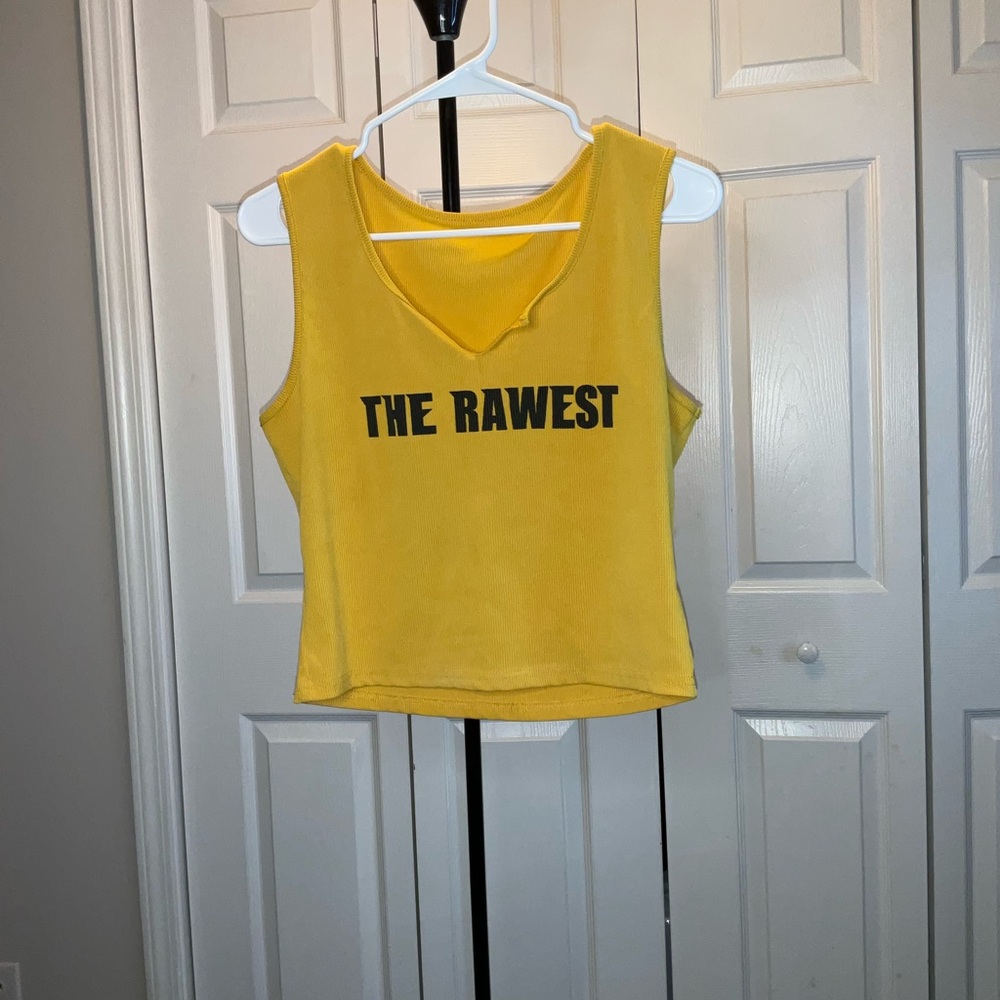 SHEIN Yellow Graphic Crop Top